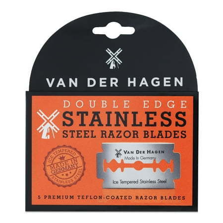 lot 2028 image: Van Der Hagen Basics Double Edge Razor Blades  Stainless Steel  5 Count (Men) - Retail $35