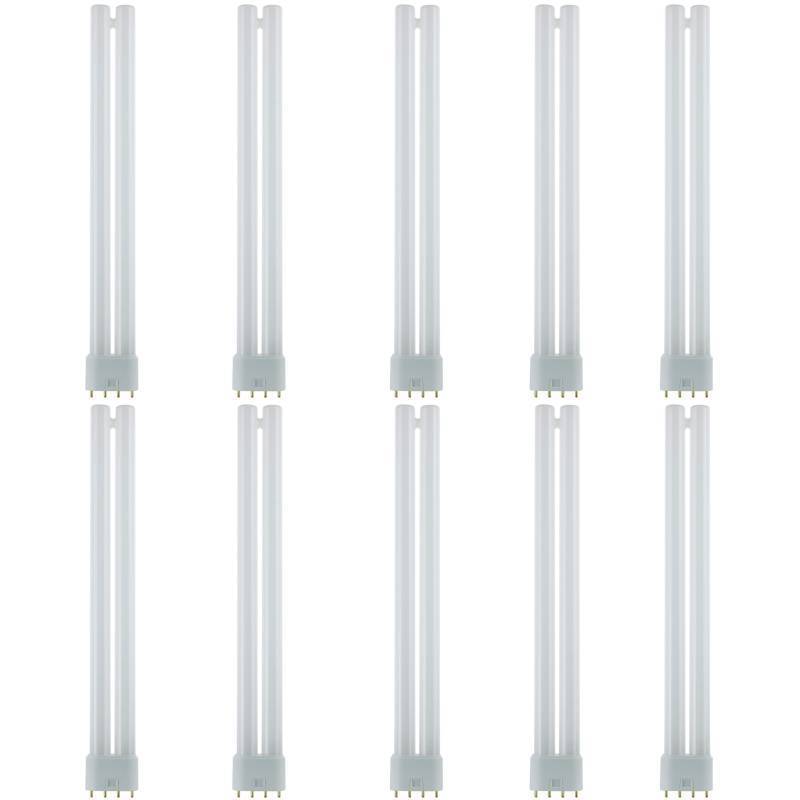 lot 2105 image: Sunlite FT24DL835 Plug-in Twin Tube Compact Fluorescent Lamp, FT 4-Pin, 24 Watts, 1800 Lumens, 3500K Neutral White, 4-Pin (2G11) Base, 120 Volts, 10 Pack - Retail $60