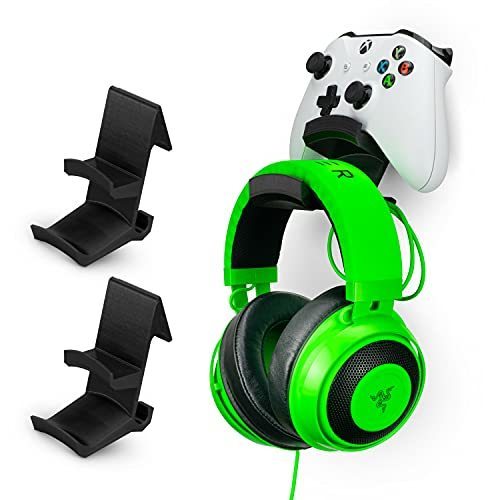 lot 2083 image: BRAINWAVZ Colossus - Gamepad Controller & Headphone Hanger Holder - Designed for Xbox ONE, PS4, PS3, Dualshock, Switch, PC, Steelseries, Steam & More, Black (Two Pack) - Retail $40