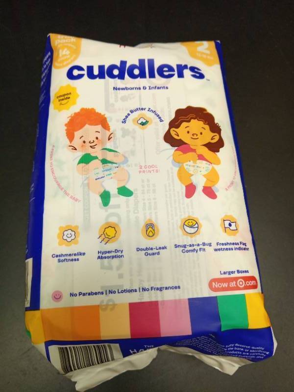 lot 2128 image: Happy Hues Cuddlers Disposable Diapers Trial Pack - 14ct - Size 2 - Retail $15