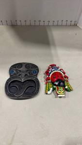 lot 1010 image: Maori Tiki Mask and Chinese Peking Opera Character Set