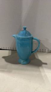lot 1016 image: Vintage Fiesta Turquoise Coffee Pot with Lid small chip on lid