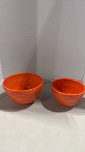 lot 1020 image: Vintage Fiesta HLC USA Orange mixing Bowls Set of 2