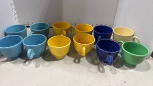 lot 1035 image: Ceramic Coffee Cups similar to fiesta ware Set of 12 Mixed Colors