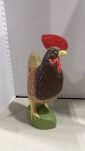 lot 1058 image: Hand-Carved Painted Wooden Rooster Figure