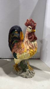 lot 1059 image: Large Hand-Painted Resin Rooster Figurine