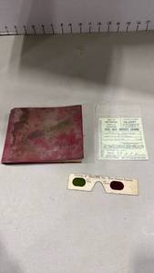lot 1078 image: 1960s School Autograph Book, Back Seat Drivers License Novelty Card & Brachs 3D Paper Glasses Set