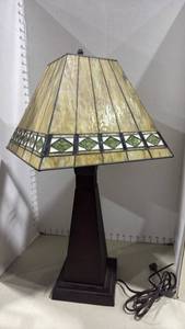 lot 1087 image: Mission Style Stained Glass Table Lamp26 inches tall