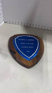 lot 1126 image: 1982 Rookie of the Year Southwest Region Award Plaque