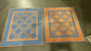 lot 1175 image: 2 Blue and Orange Patchwork Quilts 29x29