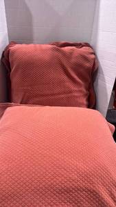 lot 1181 image: Quilted Throw Pillows Set in Terracotta 28x28