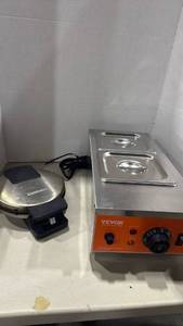 lot 1192 image: VEVOR 2-Pan Food Warmer & Cuisinart Round Waffle Maker Bundle