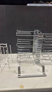 lot 1206 image: Chrome Kitchen Organizer Set with Pan Rack, Towel Bar, and Plate Stand