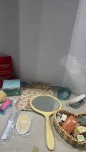 lot 1266 image: Beauty & Personal Care Lot with Hand Mirror, Soaps, and Grooming Accessories