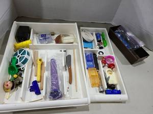 lot 1298 image: Drawer Organizer Lot with Tools, Hardware, and Supplies
