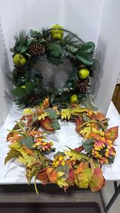 lot 2001 image: 2 fall wreaths
