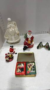 lot 2029 image: Santa decor and playing cards