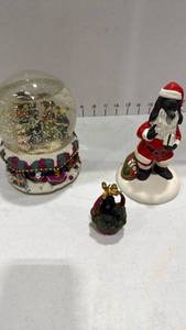 lot 2034 image: Musical Snow Globe and poodle figurines