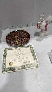 lot 2037 image: Franklin Mint Santa Paws collector plate with COA and Dept 56 Christmas Krinkles figurine