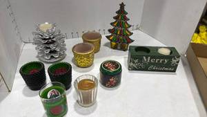 lot 2039 image: Holiday tea lights and votive holders with candles