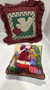 lot 2056 image: Needlework pillow and pillow