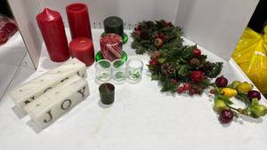 lot 2058 image: Candles, candle rings and holders