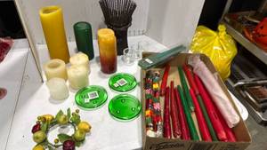 lot 2059 image: Candles, candle rings and holder