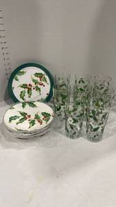 lot 2069 image: Restoration Hardware holiday plates and glasses
