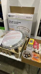 lot 2085 image: Light bulbs and LED ceiling fixture, not new