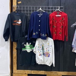 lot 2127 image: Ladies holiday tops and sweaters, sizes L, XL