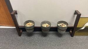 lot 3000 image: 3-Bucket Planter Set with Wall-Mount Rail Stand 16x31x4