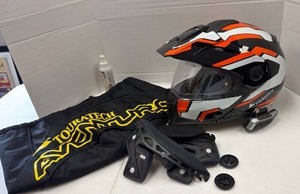 Touratech Aventuro riding helmet with protective storage bag and Scala Rider earpiece stereo size large (never dropped or hit on anything)