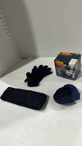 lot 2180 image: Microwave Heated Earmuffs Set with Gloves and Headband