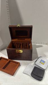 lot 2184 image: Crocodile Pattern Jewelry Box with Mirror and Combination Lock