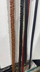 lot 2191 image: Calvin Kliein and other Leather Belts Lot of 5 Assorted Colors and Styles with hanger size XL