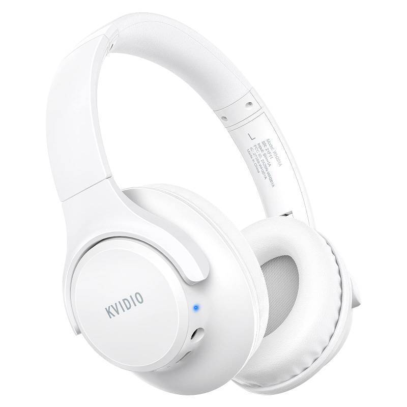 lot 25776 image: KVIDIO Bluetooth Headphones Over Ear, 65 Hours Playtime Wireless Headphones with Microphone, Foldable Lightweight Headset with Deep Bass, HiFi Stereo Sound Low Latency for Laptop PC Cellphone - Retail $30