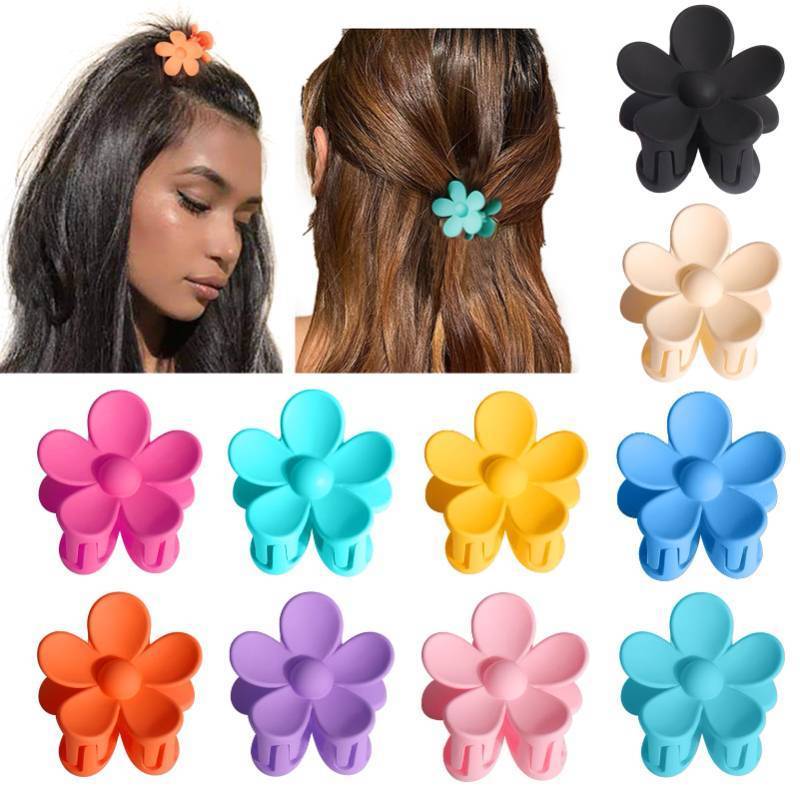 lot 31234 image: Palksky Small Flower Hair Claw Clips for Women Girls Kids, 10 PCS Tiny ThinMedium Thick Hair, 1.35 Inch Mini Jaw ClipsHair Clamps Nonslip ClipHair Accessories - Retail $7
