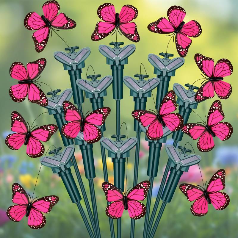 lot 42849 image: Tujoe 12 Pcs Bee Garden Stakes Decorative, Solar Moving Fluttering Bee  Outdoor Waterproof Flying Butterflies Decor for Yard Pathway Garden Landscape Ornament, Battery Also Powered  - Retail $49