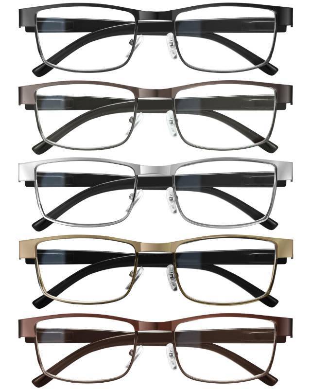 lot 42914 image: BLS 1.25 Businessman Rectangular Reading Glasses - Professional Durable Readers - Blue-Light Blocking Lenses - Retail $22