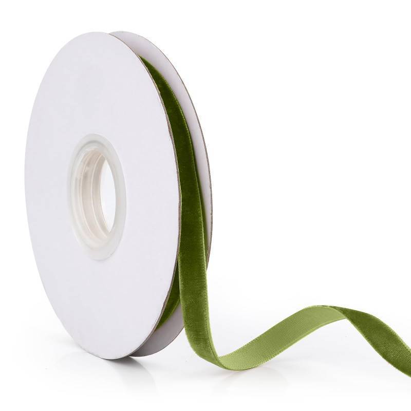 lot 42923 image: Christmas Ribbon Spool Olive Green Vintage Velvet Ribbons for Gift Wrapping Christmas Tree DIY Crafts, Wreath Decoration, Bow Making (38 x 10 Yards) - Retail $3
