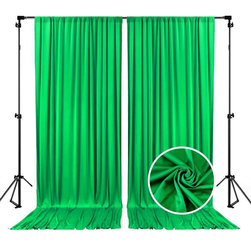 lot 49146 image: 10 x 10 Feet Green Backdrop Curtain for Partie, Background Curtains for Photoshoot, Birthday, Wedding, Halloween, Thanksgiving, Christmas, New Year Party Decorations 5Ft x 10Ft, 2 Panels - Retail $27