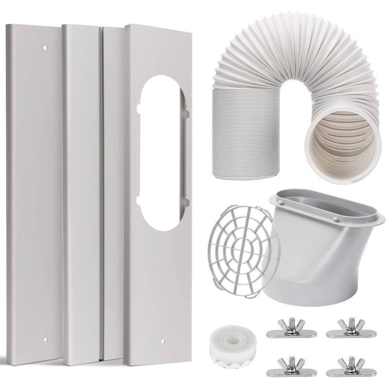 lot 9311 image: HOXHA Air Conditioner Window Vent Kit Universal Adjustable Window Kit with 5.9 Diameter 59 Length Exhaust Hose for AC Unit, AC Seal Panel for Horizontal&Vertical Window - Retail $26