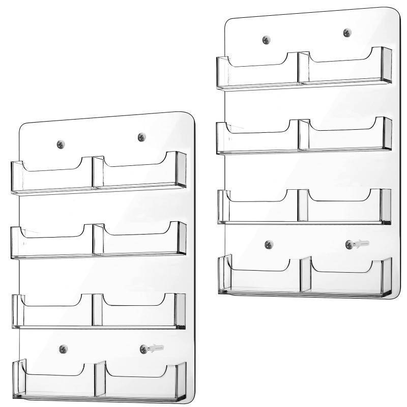lot 24250 image: Lincia 2 Pieces Acrylic Business Card Holder Wall Mount Clear Sticker Display Rack Multiple Clear Acrylic Card Organizer Sticker Display Stand Pre Drilled Index Storage - Retail $23