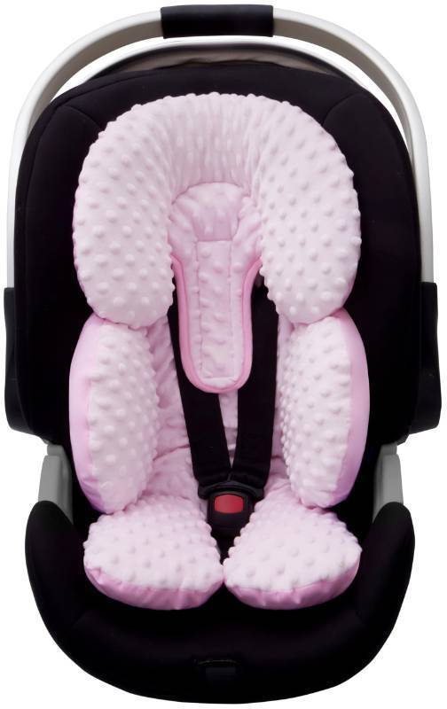 lot 31782 image: Pro Goleem Infant Car Seat Head Neck Body Support, Ultra-Soft Minky and Microfiber Newborn Car Seat Insert, Perfect for Car Seat, Stroller, 2-in-1 Reversible, Girls, Pink - Retail $20