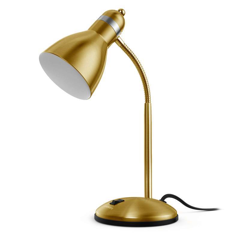 lot 24841 image: LEPOWER Metal Desk Lamp, Adjustable Goose Neck Table Lamp, Eye-Caring Study Desk Lamps for Bedroom, Study Room and Office (Gold) - Retail $23