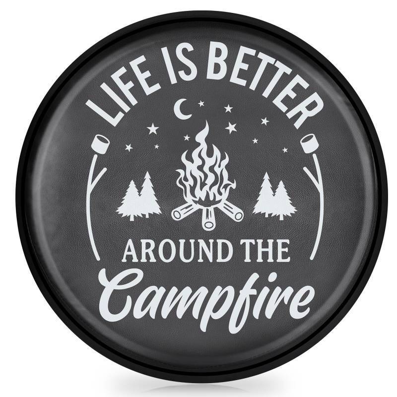 lot 25367 image: AKLFEX Spare Tire Cover for RV Trailer PVC Leather Spare Wheel Cover with Life is Better for RV Trailer, Jeep, Truck, SUV 17 (Fit for Diameter 31.49-32.67 inch