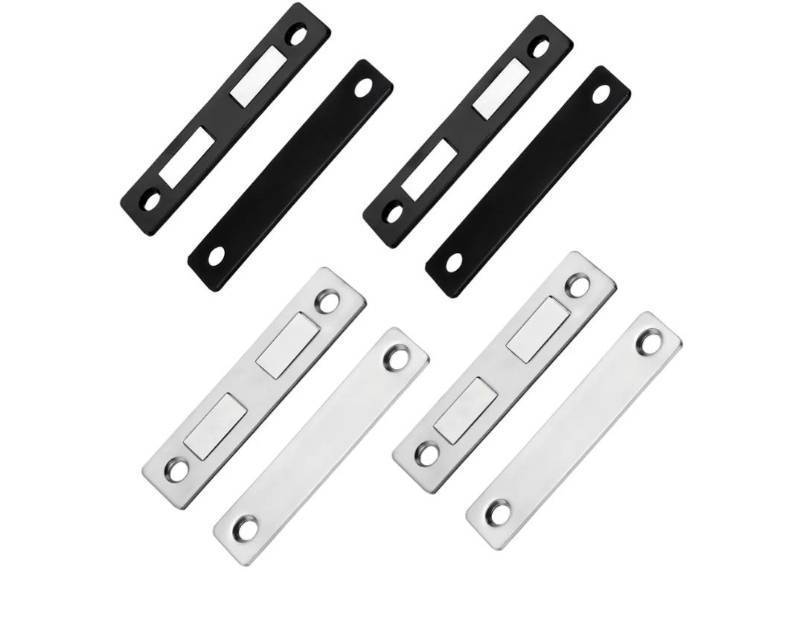 lot 63131 image: 4Pcs 30 Lb Cabinet Magnetic Catch Magnetic Heavy Duty Door Catch Screw on Closet Doors Catches Kitchen Magnets Closures Stainless Steel Double Drawer Magnets Latch for RV Cabinet Doors Barn Door - Retail $8