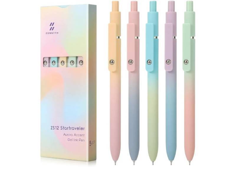 lot 37756 image: 5pcs Gel Pens Black Ink Medium Point 0.7mm Pens Smooth Writing High-End Series Cute Ballpoint for Journaling Note Taking, Office School Supplies Gifts for Women and Men - Retail $9