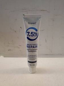 lot 27753 image: White Tooth Repair Hydroxyapatite Toothpaste 7.5% nHAP 120g - Retail $6