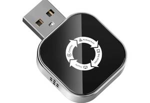 lot 27760 image: 4-in-1 Wireless CarPlay Adapter for Apple CarPlay & Android Auto & AirPlay & MirrorLink, 2026 Upgraded Screen Mirroring Mini USB Adapter with Type-C Extension, Low Latency, Plug & Play - Retail $40